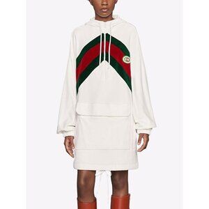 Gucci Cotton dress / Top with chenille Web Drawstring Hoodie New Size 40